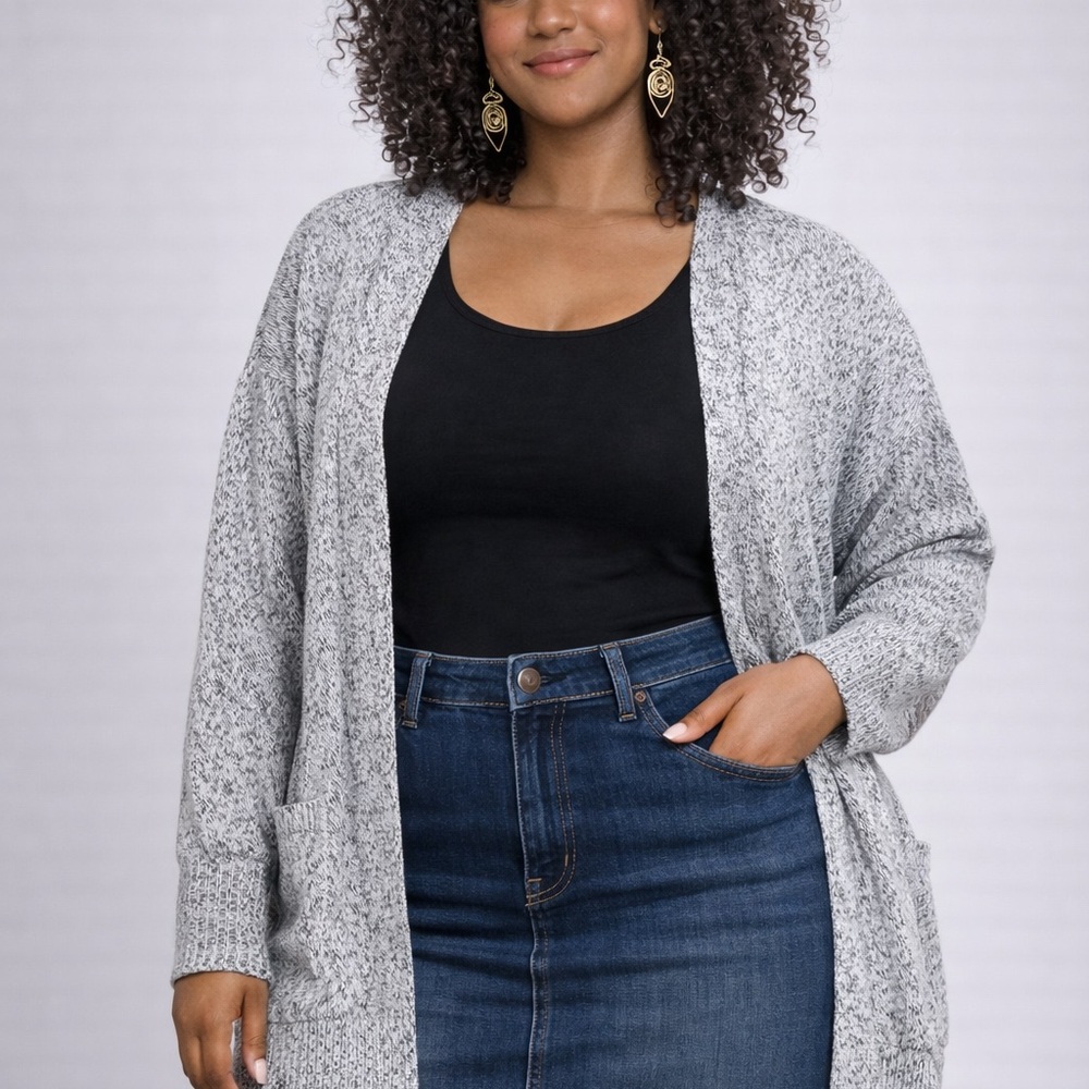 Madewell Marled Knit Cardigan Gray Open Front Lightweight Sweater XS